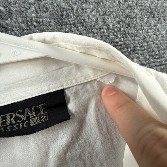 Versace Classic V2 Men Button Up Shirt White Long Sleeve Woven Cotton Designer - Picture 9 of 16